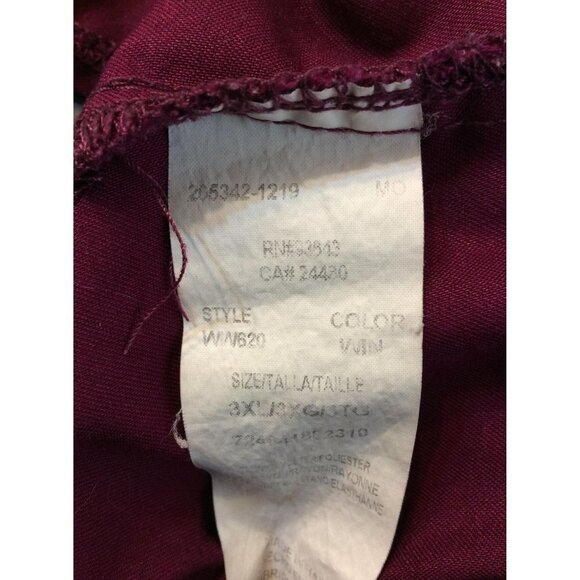 Cherokee Authentic Workwear Scrub Top Size 3X Burgandy - Picture 4 of 5